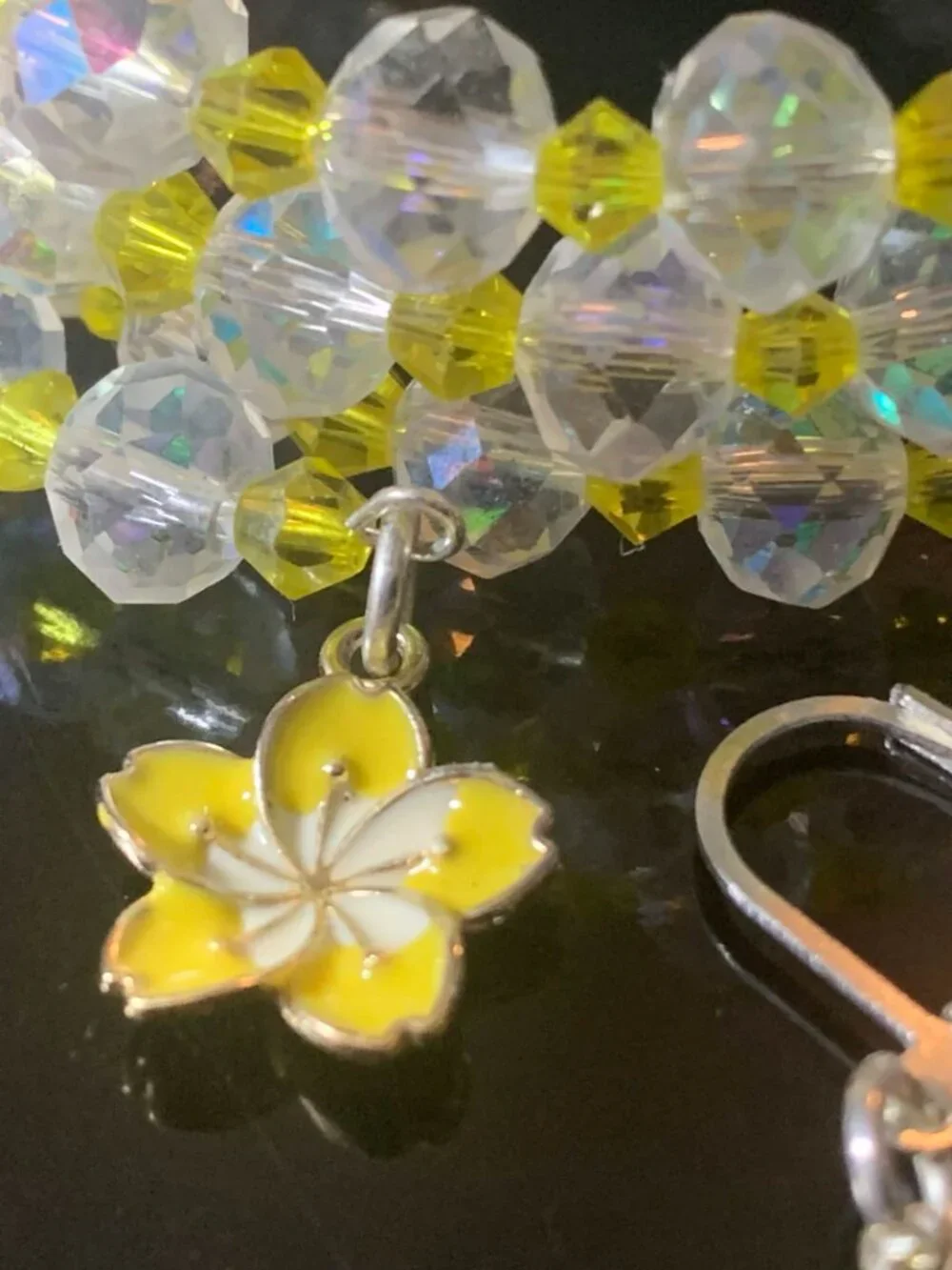 'Golden Sakura' hand crafted glass coil bracelet and earrings set